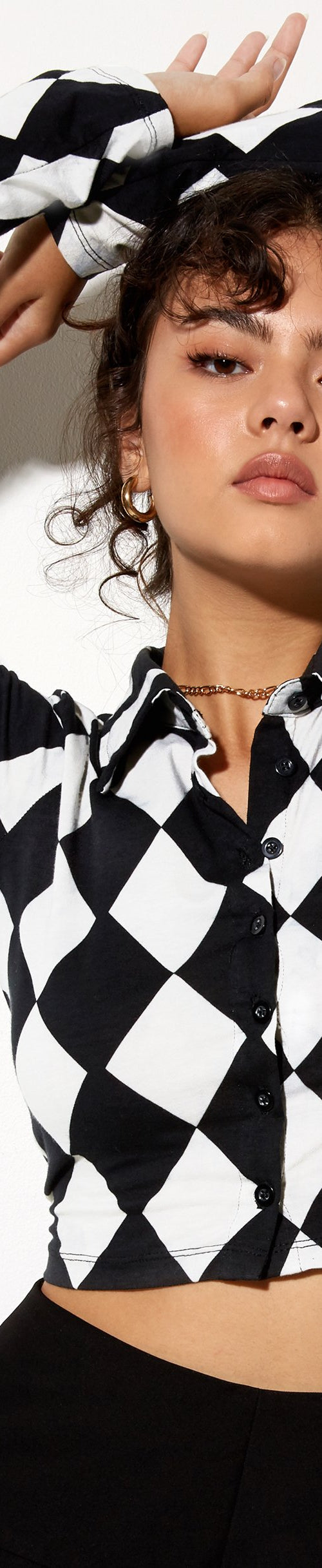 Image of Ryals Crop Top in Harlequin Black and White