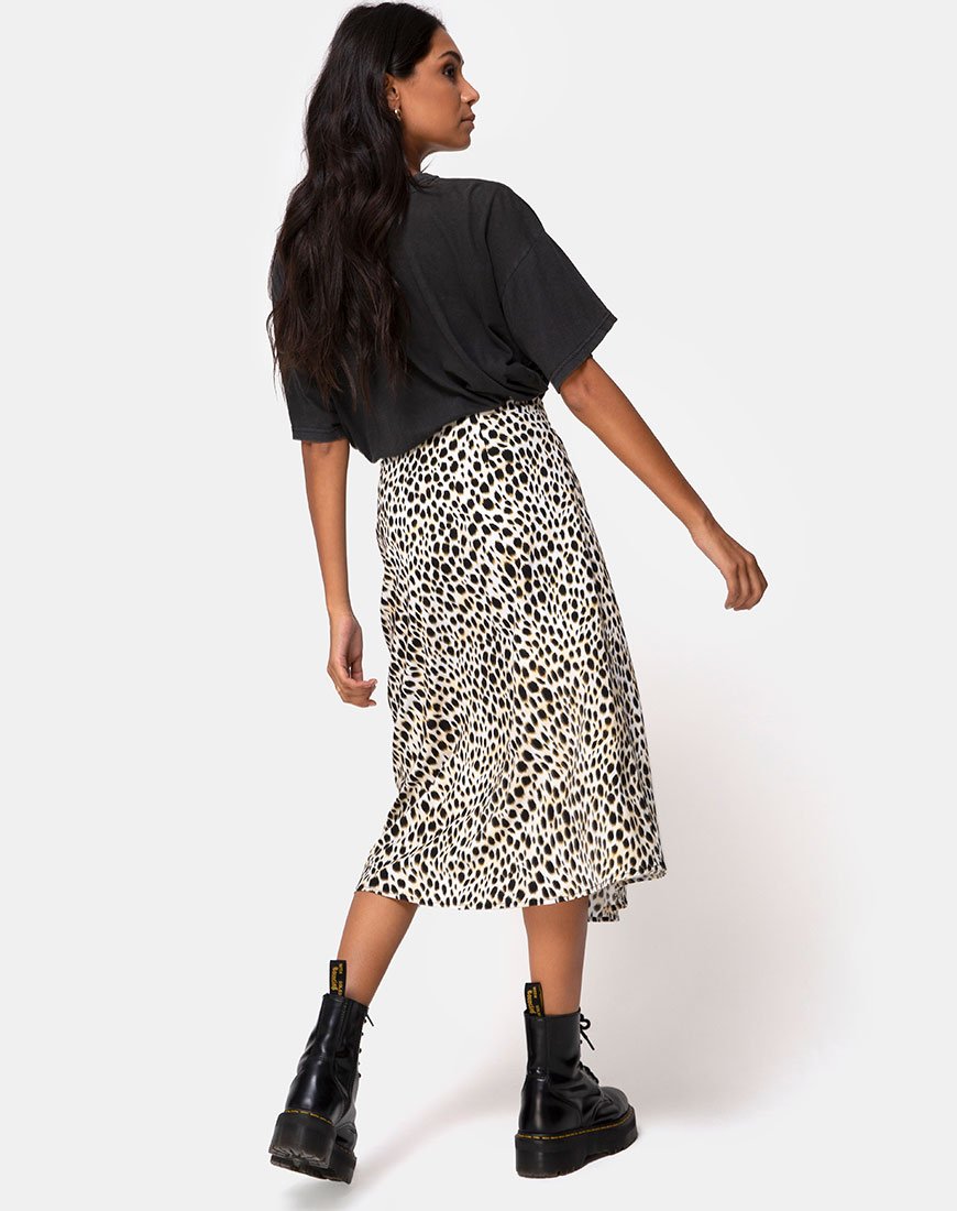 Image of Saika Midi Skirt in Cheetah