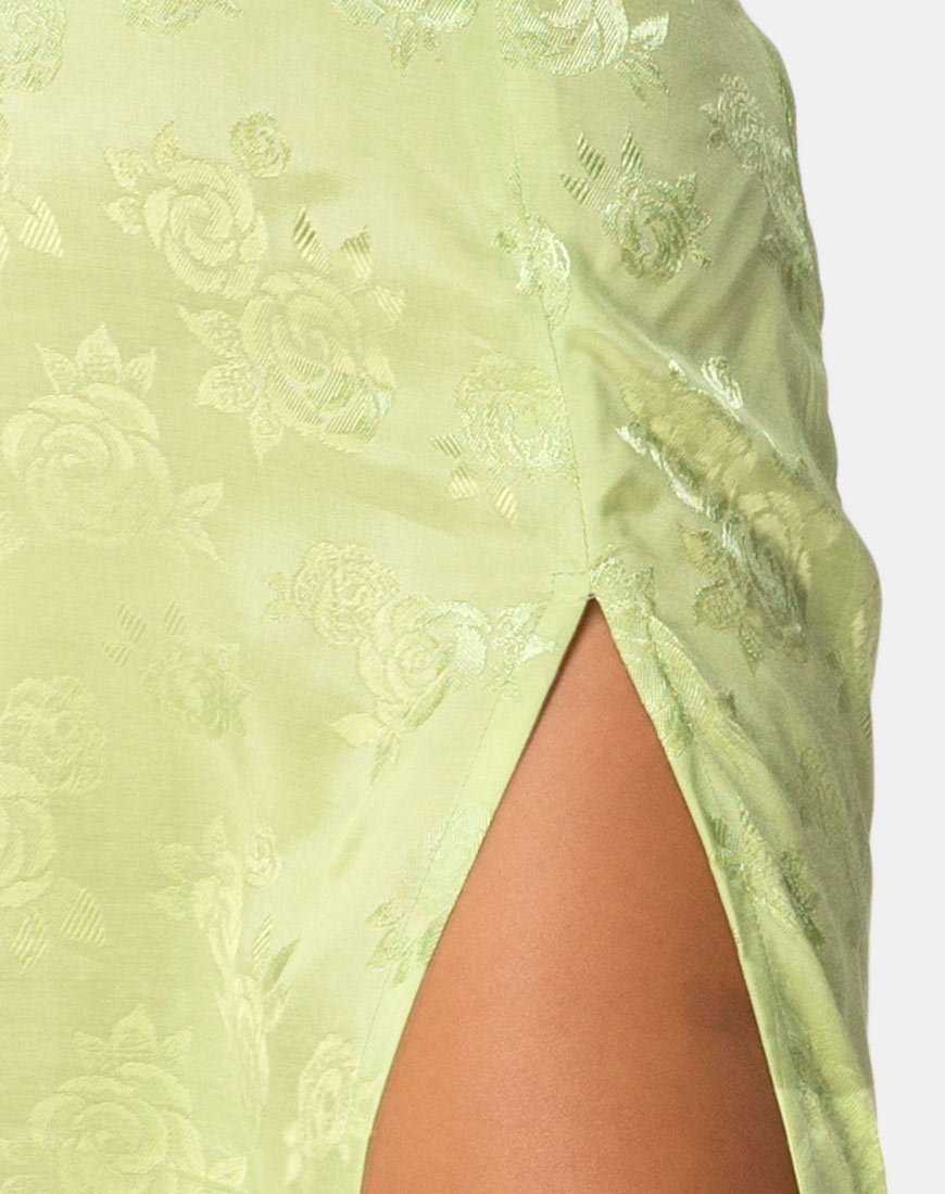 Image of Saika Midi Skirt in Satin Rose Lime