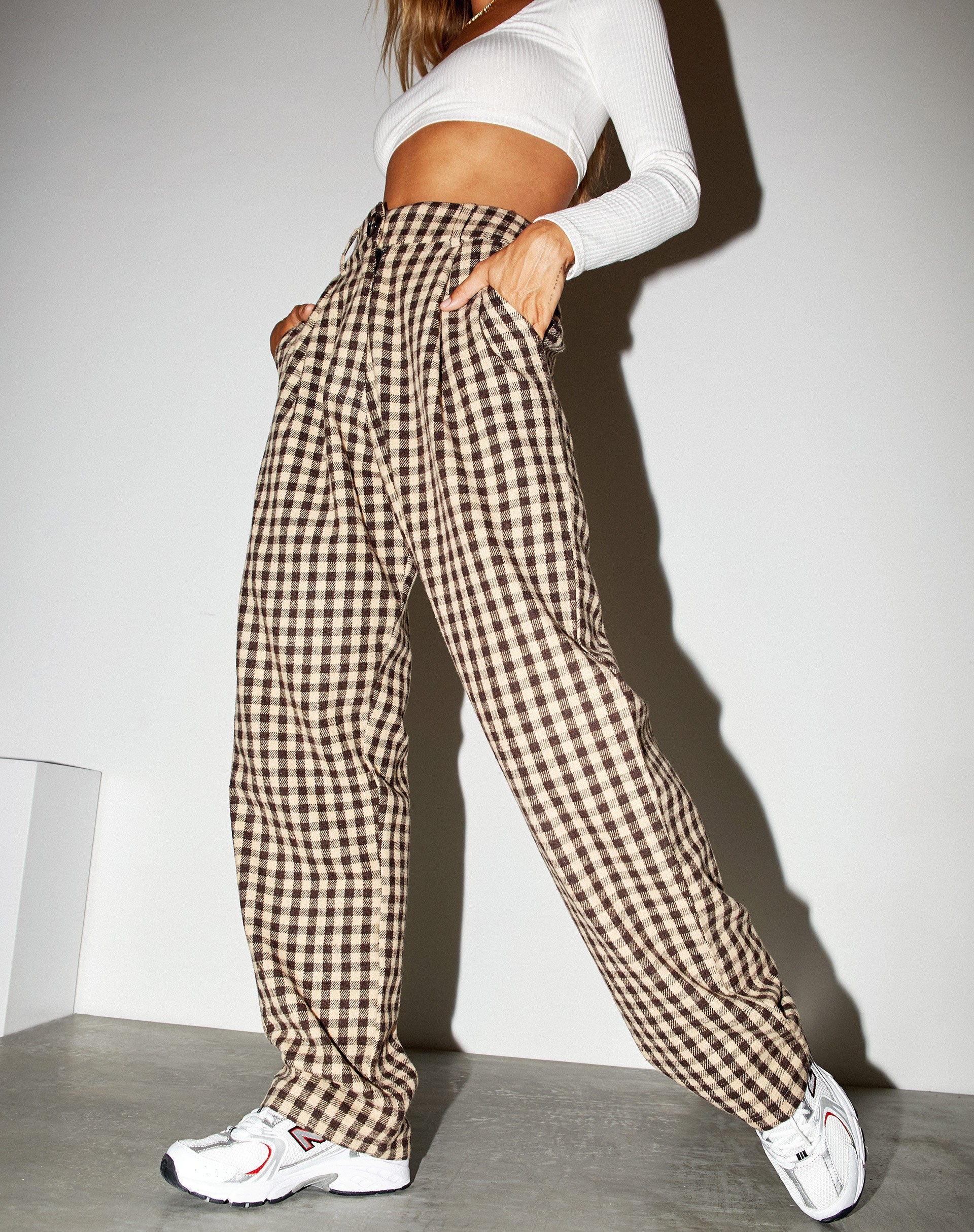 Tan 2024 checkered pants