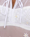 Salima Longsleeve Top in White Daisy Embro White