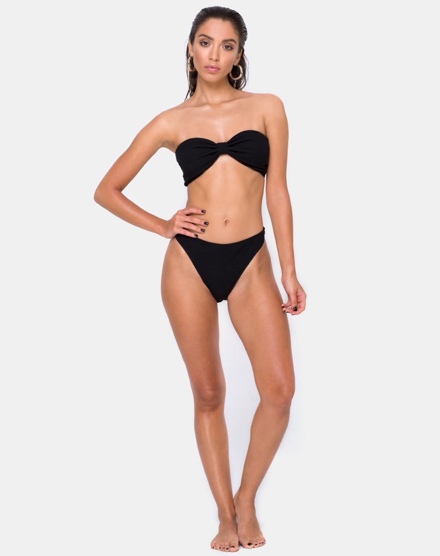 Image of Samara Bikini Bottom in Crinkle Rib Black