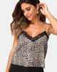 Image of Sancez Top in Rar Leopard Brown with Black Lace