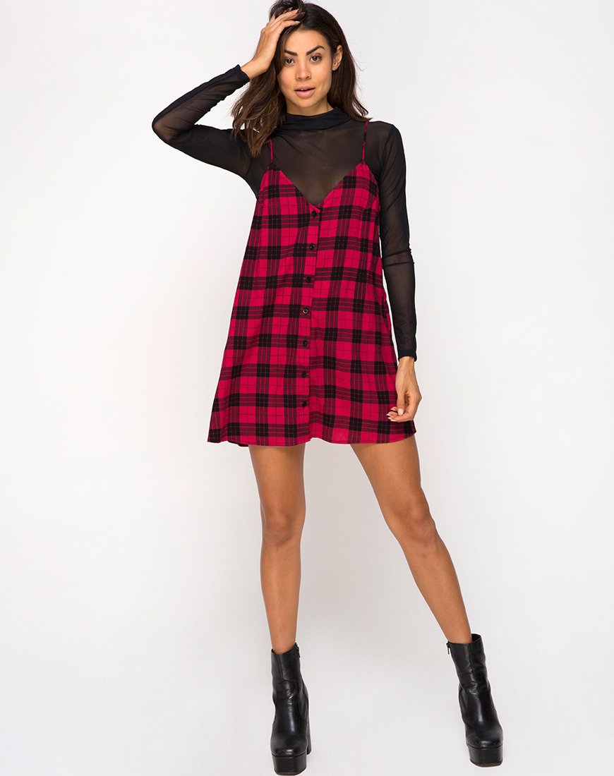 Image of Sanna Dress in Winter Plaid Red and Black