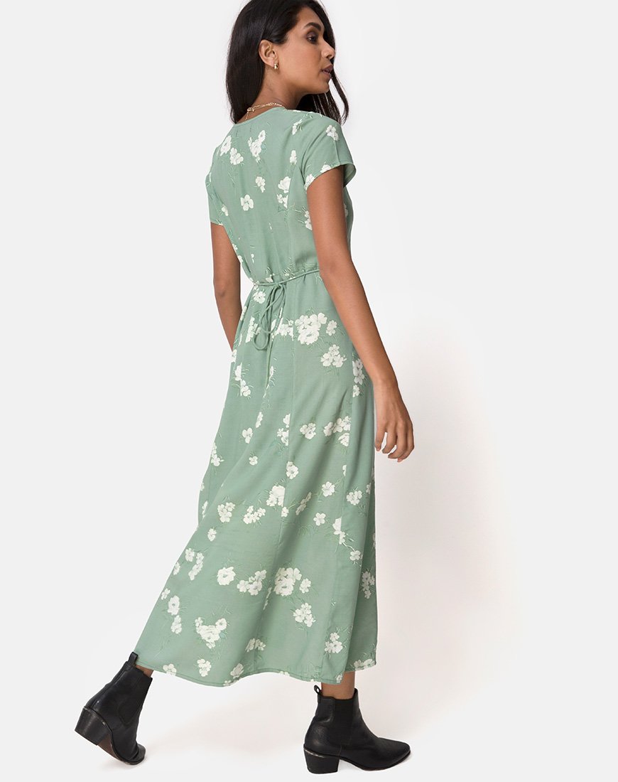Image of Sanrin Maxi Dress in Mono Flower Green