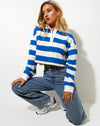 Image of Sarin Polo Top in Stripe Ivory and Blue
