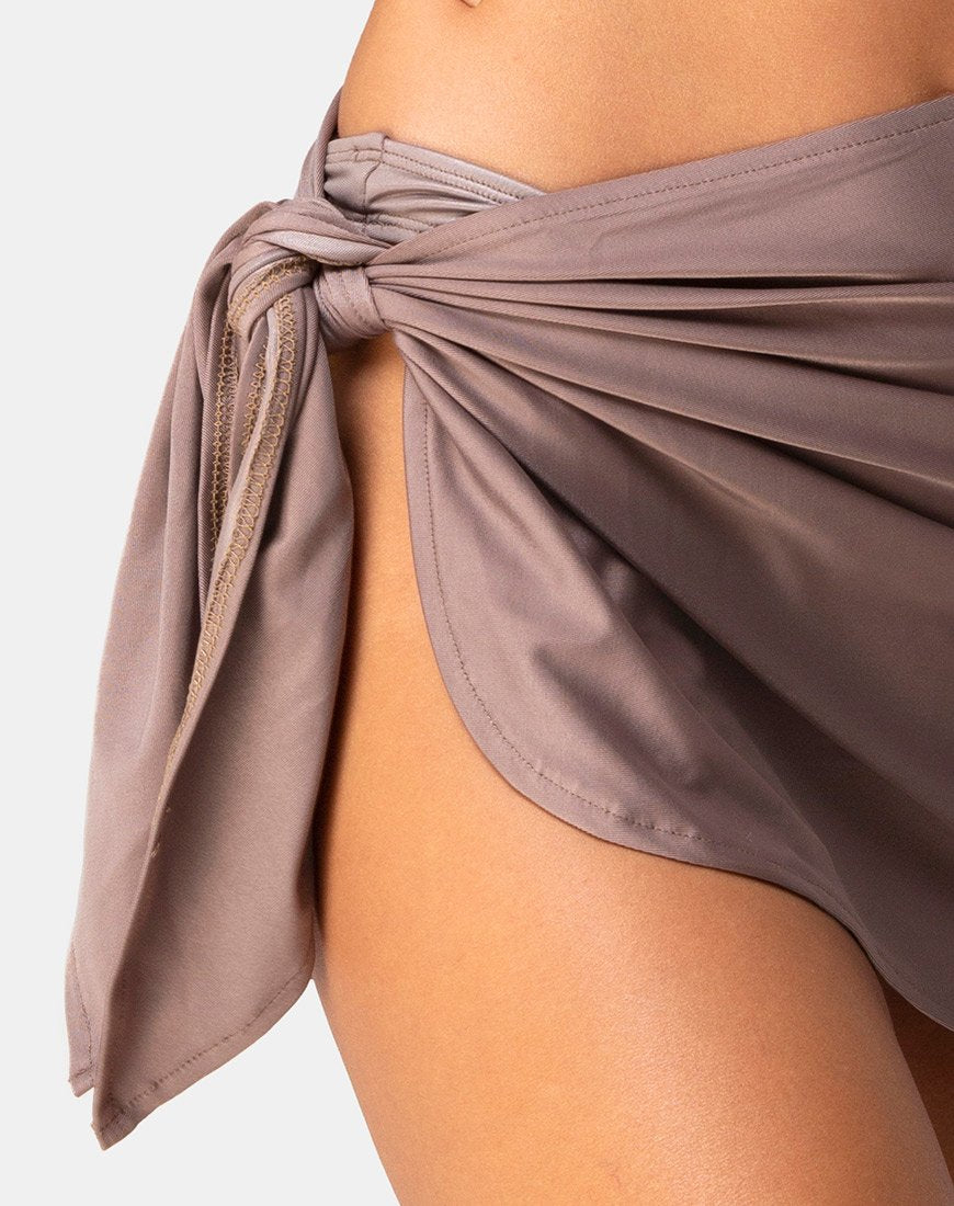 Image of Sarong Swim Skirt in Cocoa