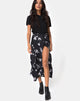 Image of Satha Midi Skirt in Mono Flower Black