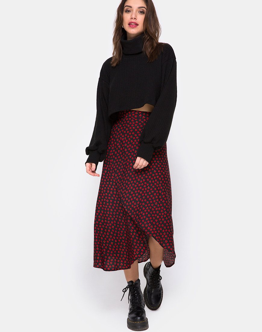 Satha Skirt in Dotty Rose Black – motelrocks-com-eur