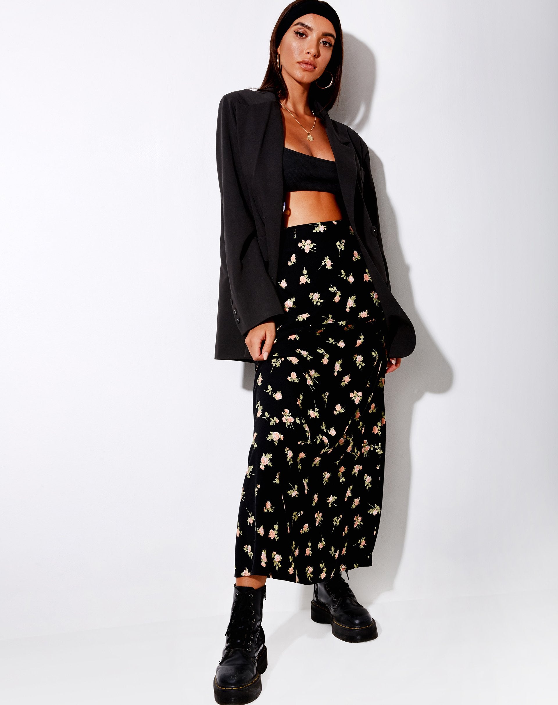 Image of Sayan Maxi Skirt in Rose Garden Black