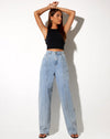 Image of Seam Parallel Jeans in Light Wash Blue