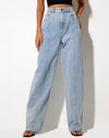 Image of Seam Parallel Jeans in Light Wash Blue