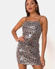 Image of Selana Bodycon Dress in Leopard with Clear Sequin