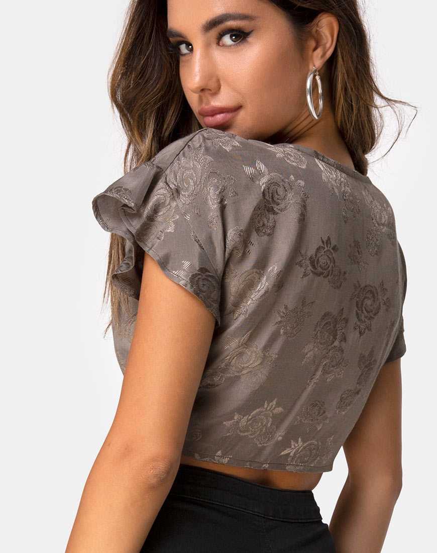 Image of Shae Crop Top in Satin Rose Silver Grey
