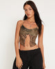 image of Shaman Halterneck Butterfly Top in Cheetah Brown