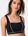 Image of Shano Crop Top in Black With White Piping
