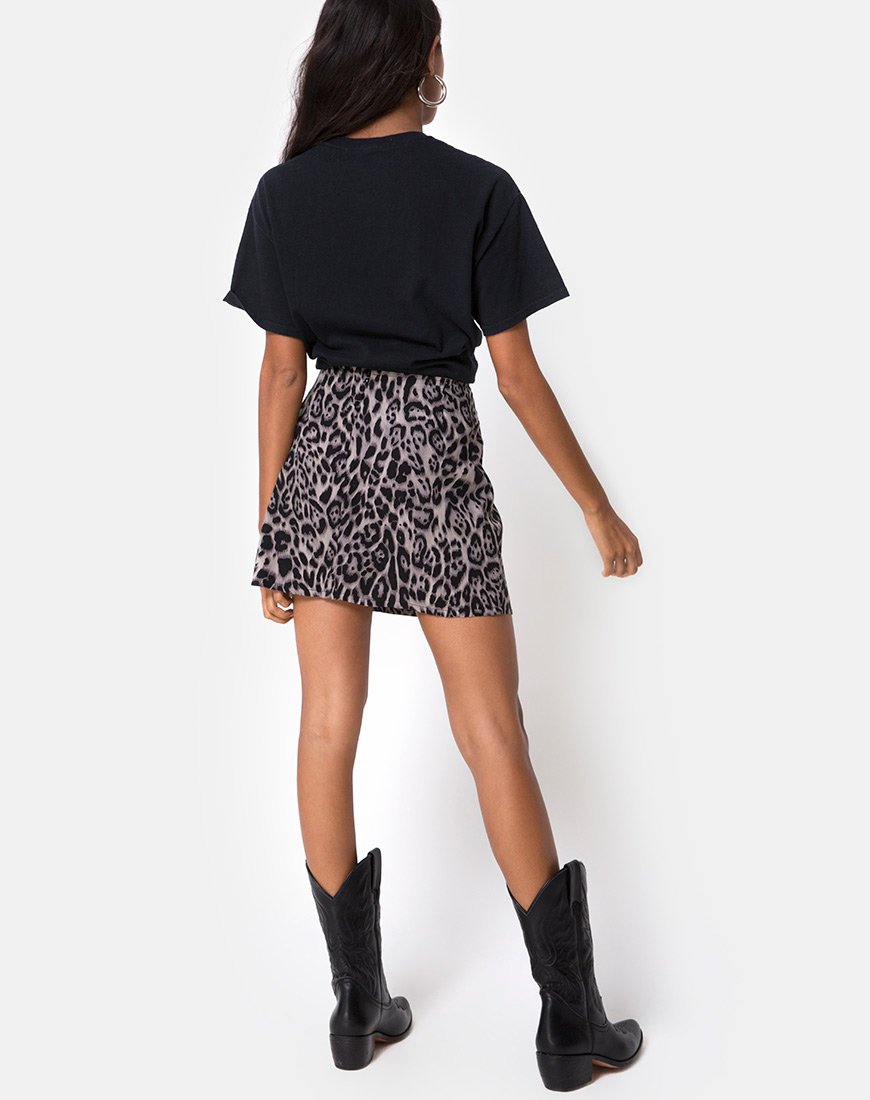 Image of Sheny Mini Skirt in Leopard Grey
