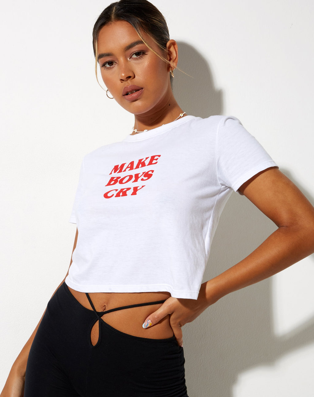 Shrunk Tee in White Make Boys Cry