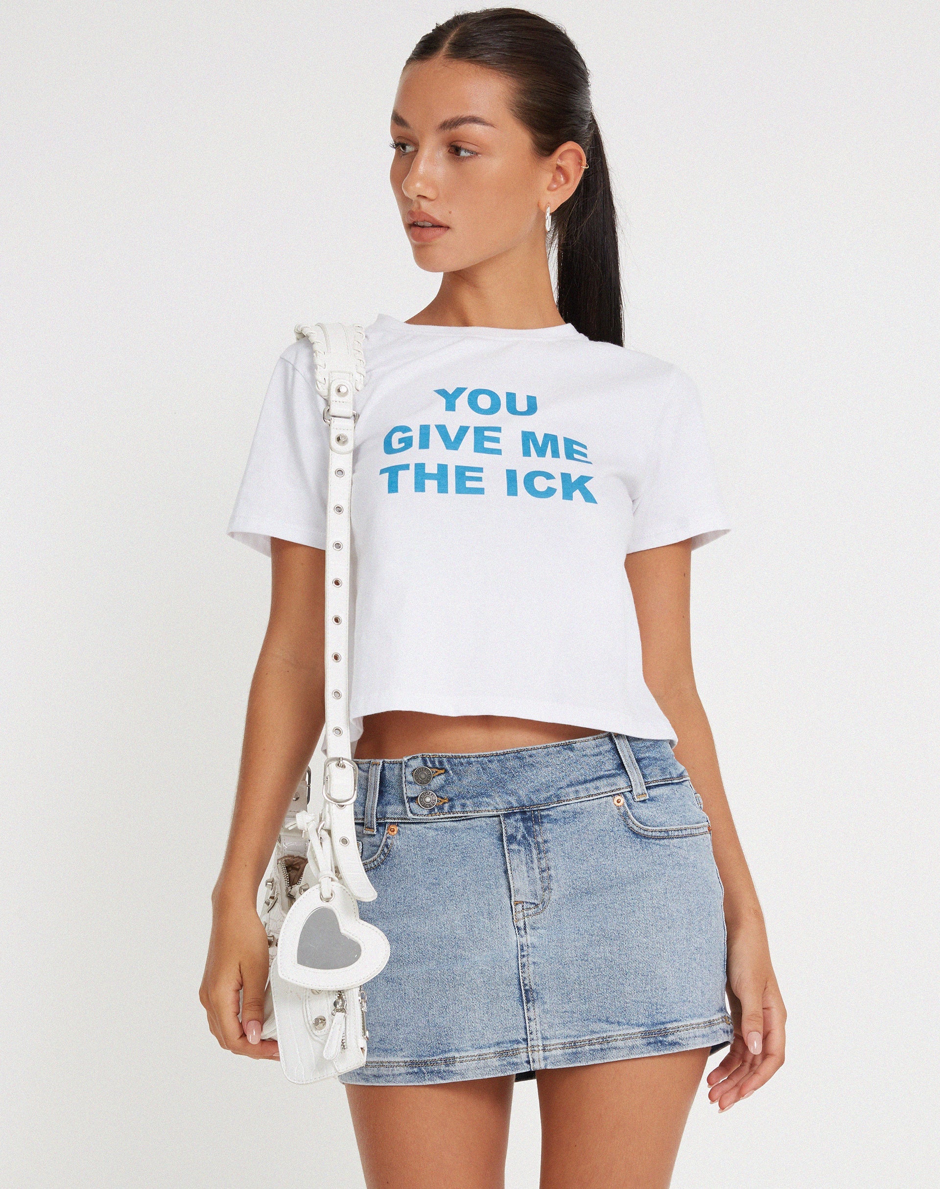 image of Shrunk Tee in White You Give Me The Ick
