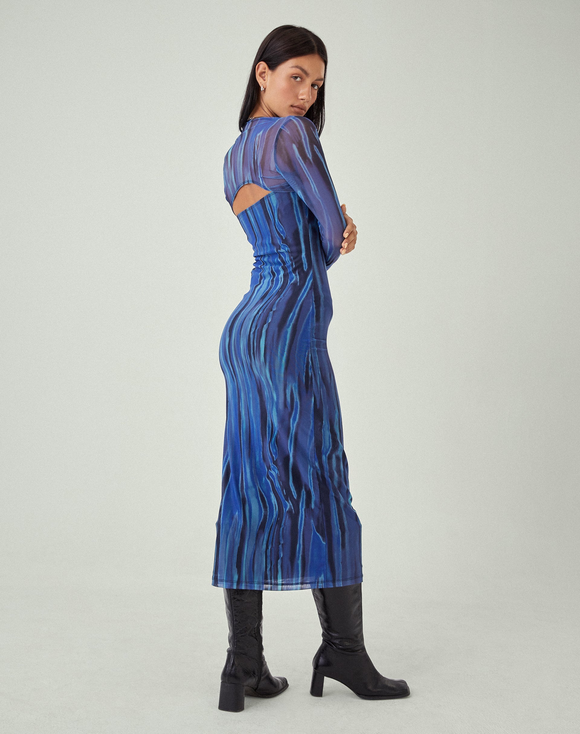 image of MOTEL X JACQUIE Shuro Maxi Dress in Colour Bleed Blue