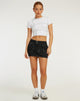 image of Dipta Mini Skirt in Black with White Stitch