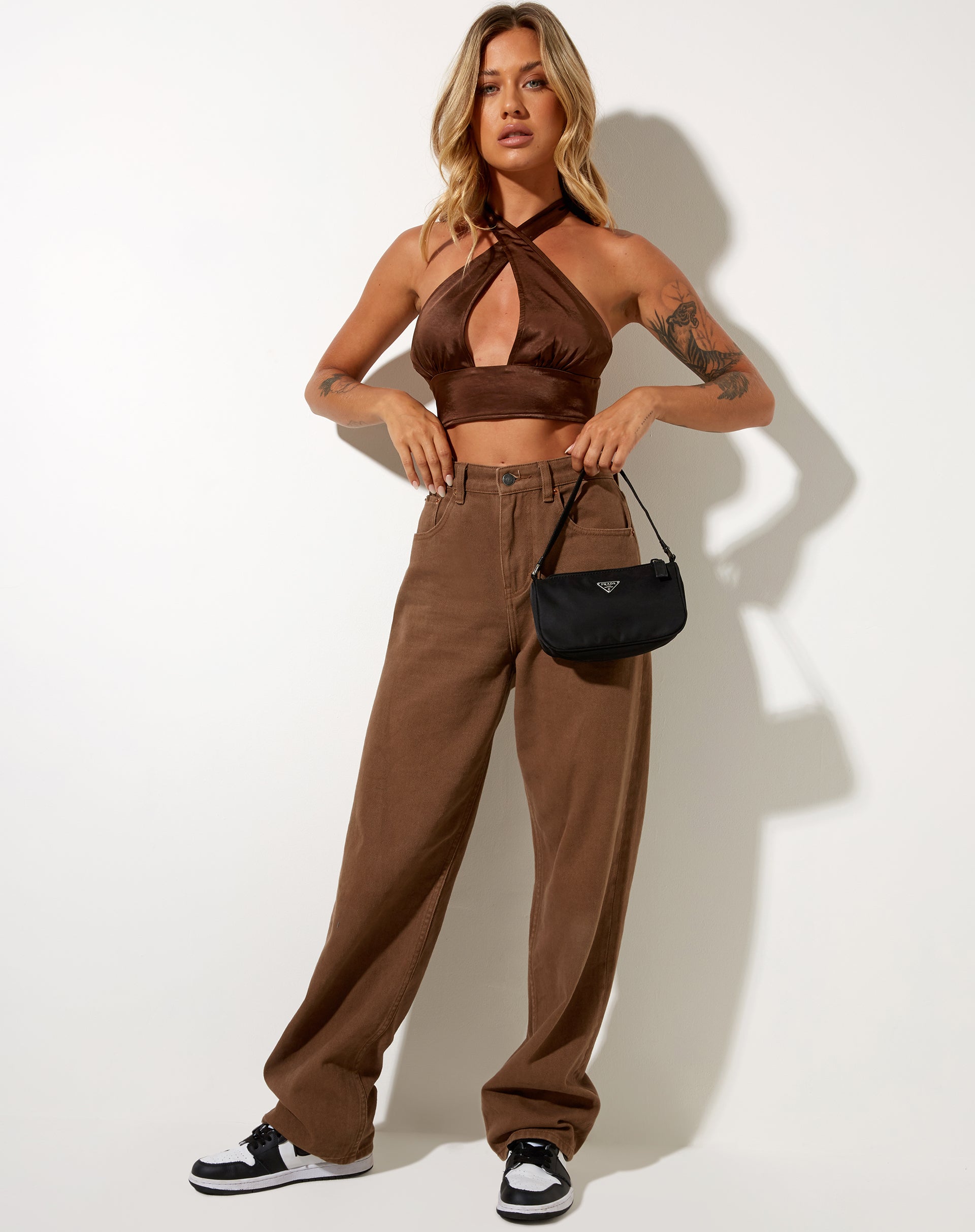 Image of Silta Crop Top in Satin Chocolate
