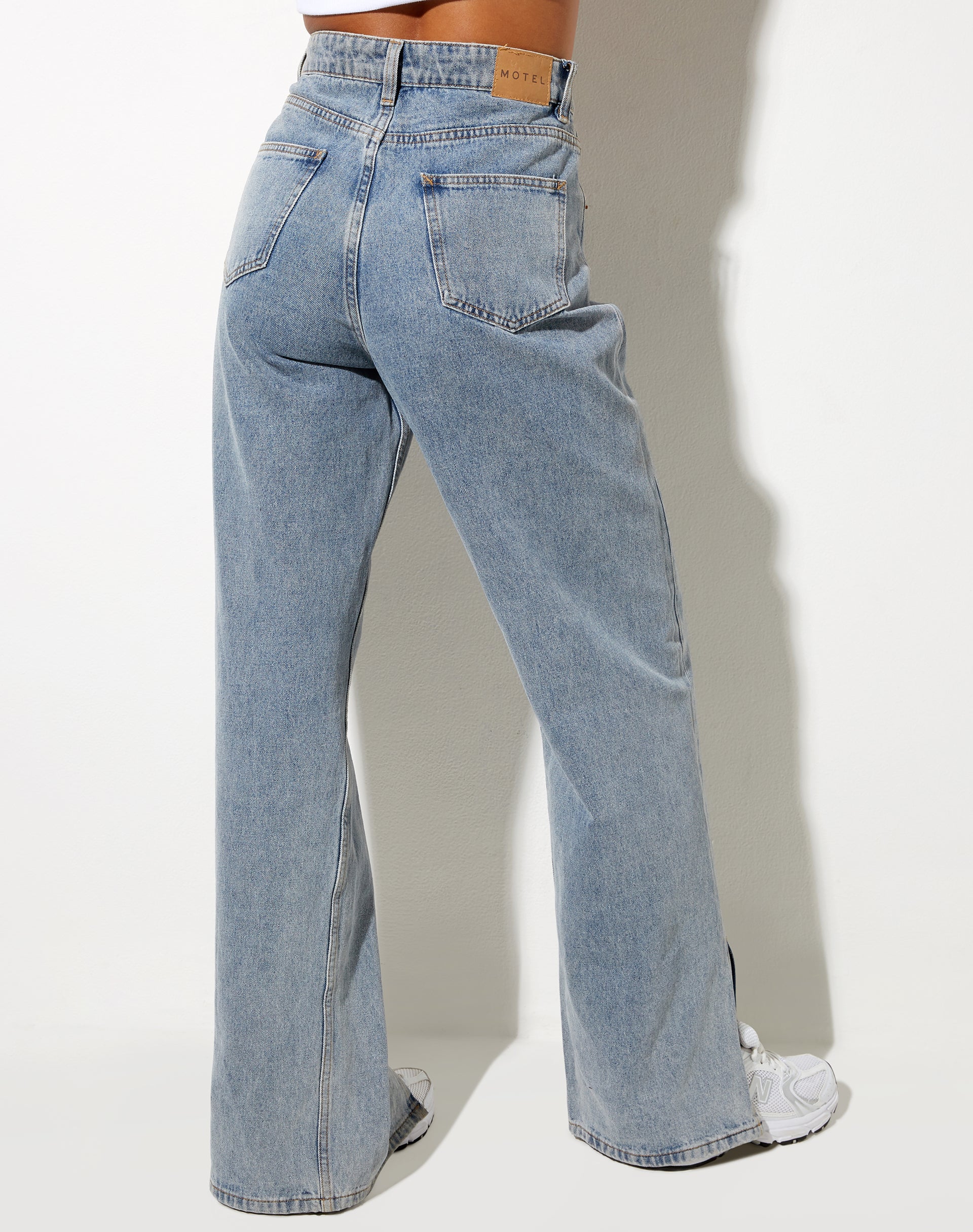 Light Blue Wide Leg Split Hem Jeans | Parallel – motelrocks-com-eur
