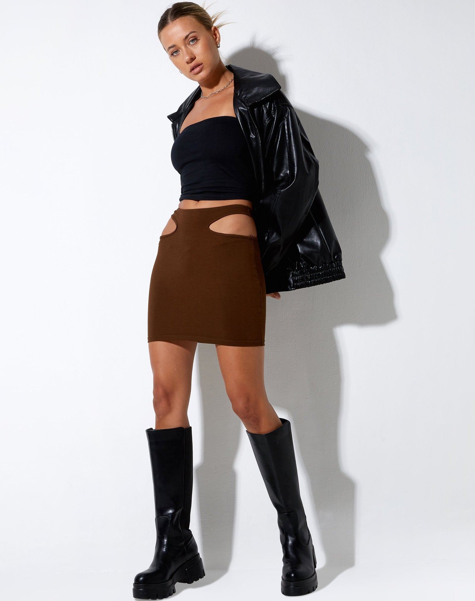Magda Butrym Cut Out Black Leather Mini Skirt – Désordre Boutique