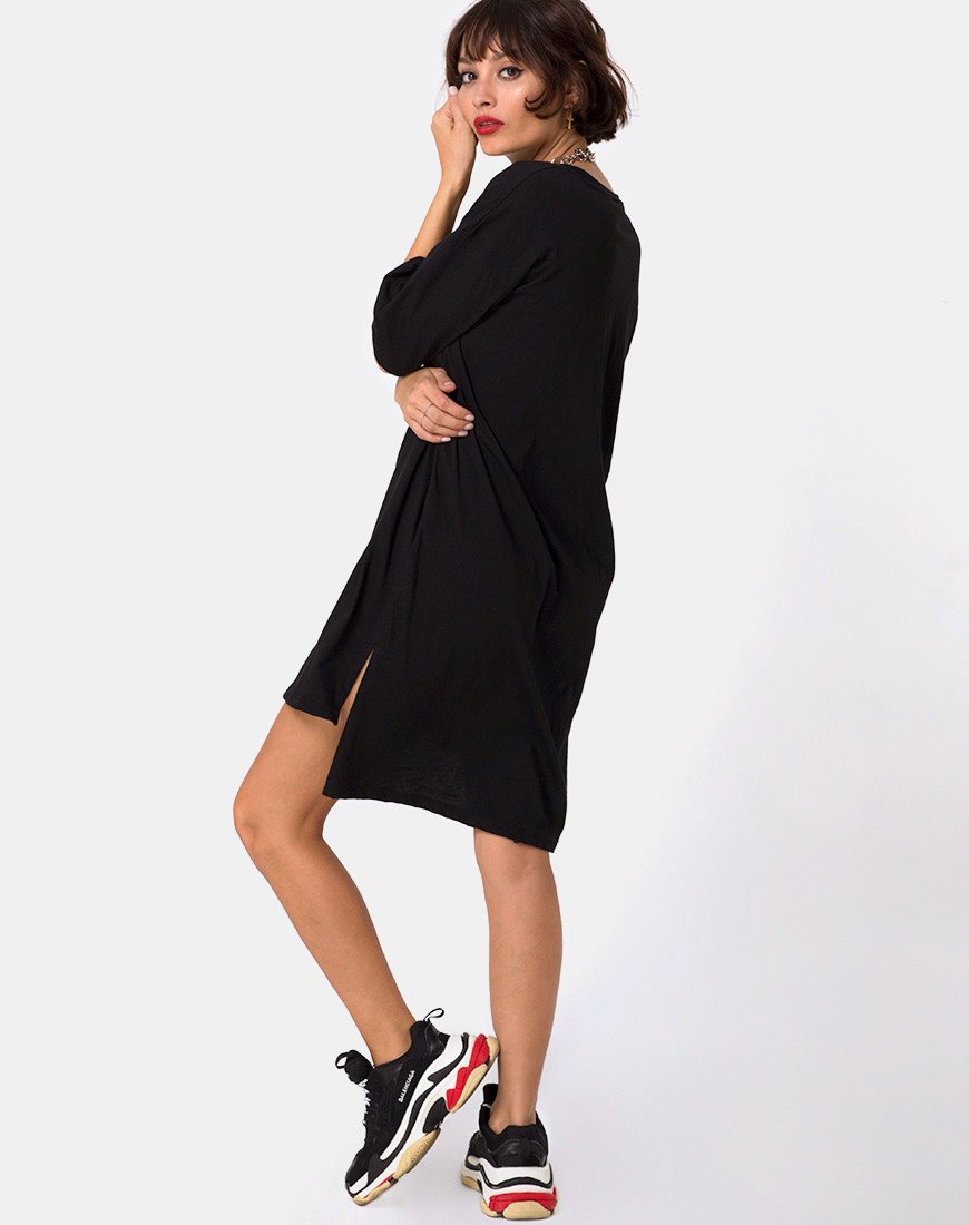 Image of Step Hem Art Expression Oversized T-Shirt Dress