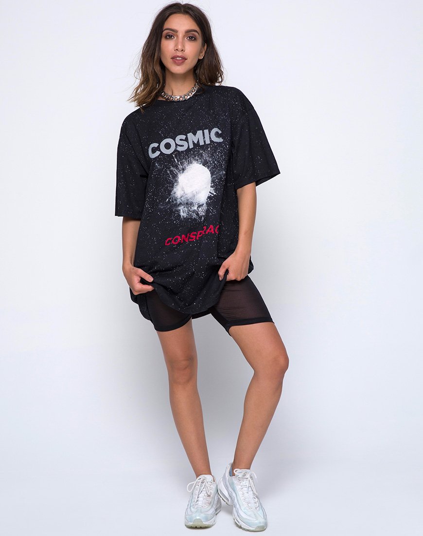 Image of Sunny Kiss Oversize Tee in Black Cosmic Conspiracy