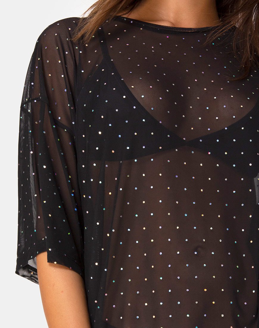 Image of Sunny Kiss Tee in Crystal Net Black