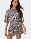 Image of Sunny Kiss Oversize Tee in Leopard with Clear Sequin
