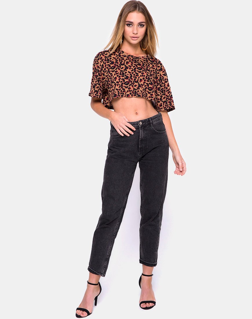 Image of Super Cropped Tee in Jungle Leopard