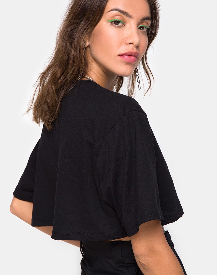 Image of Super Cropped Black Tee in Disco Embro