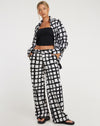 image of Suri Wide Leg Trousers in Mono Painted Check Black
