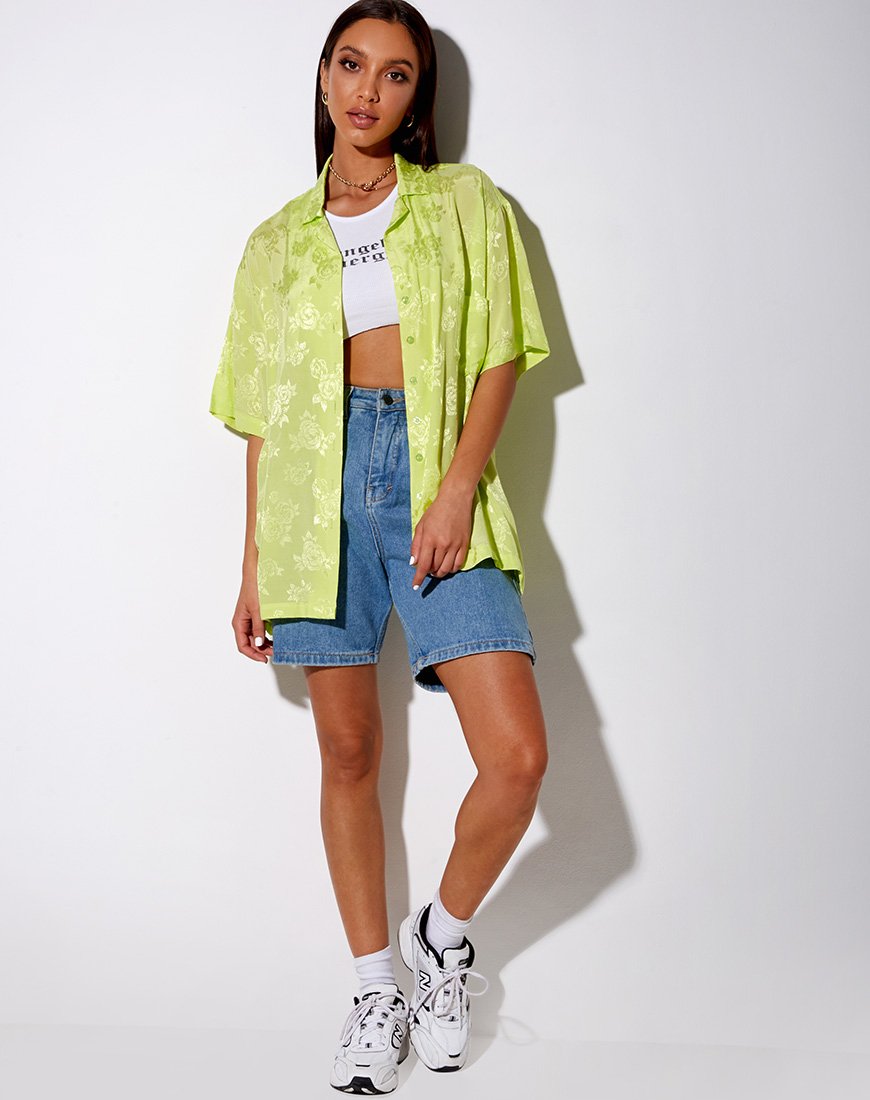 Image of Taelsa Shirt in Satin Rose Lime