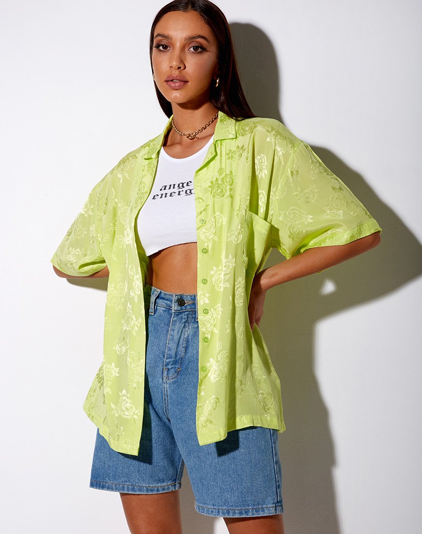 Image of Taelsa Shirt in Satin Rose Lime