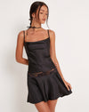 Image of Tahira Mini Slip Dress in Satin Black
