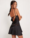 Image of Tahira Mini Slip Dress in Satin Black