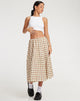 image of Takara Midi Skirt in Yellow and Brown Check