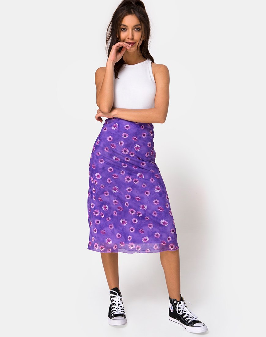 Taura Midi Skirt in Daisy Daze Purple