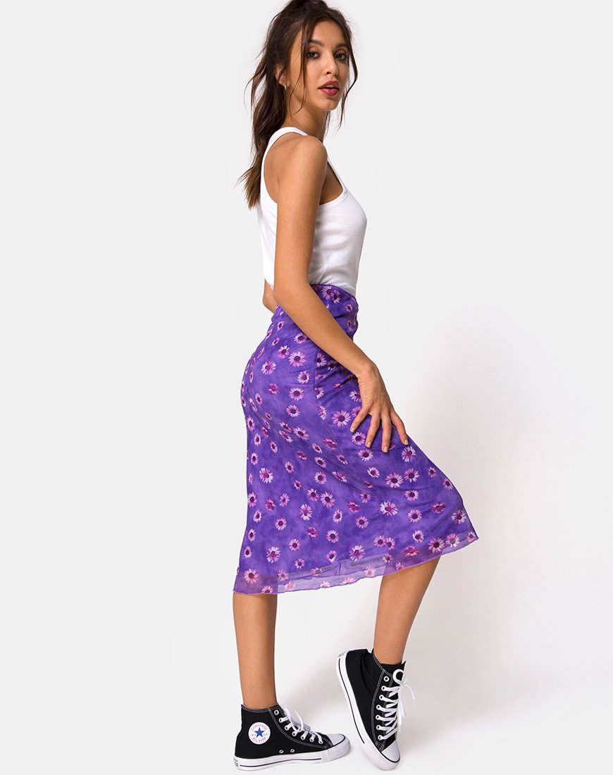 Taura Midi Skirt in Daisy Daze Purple