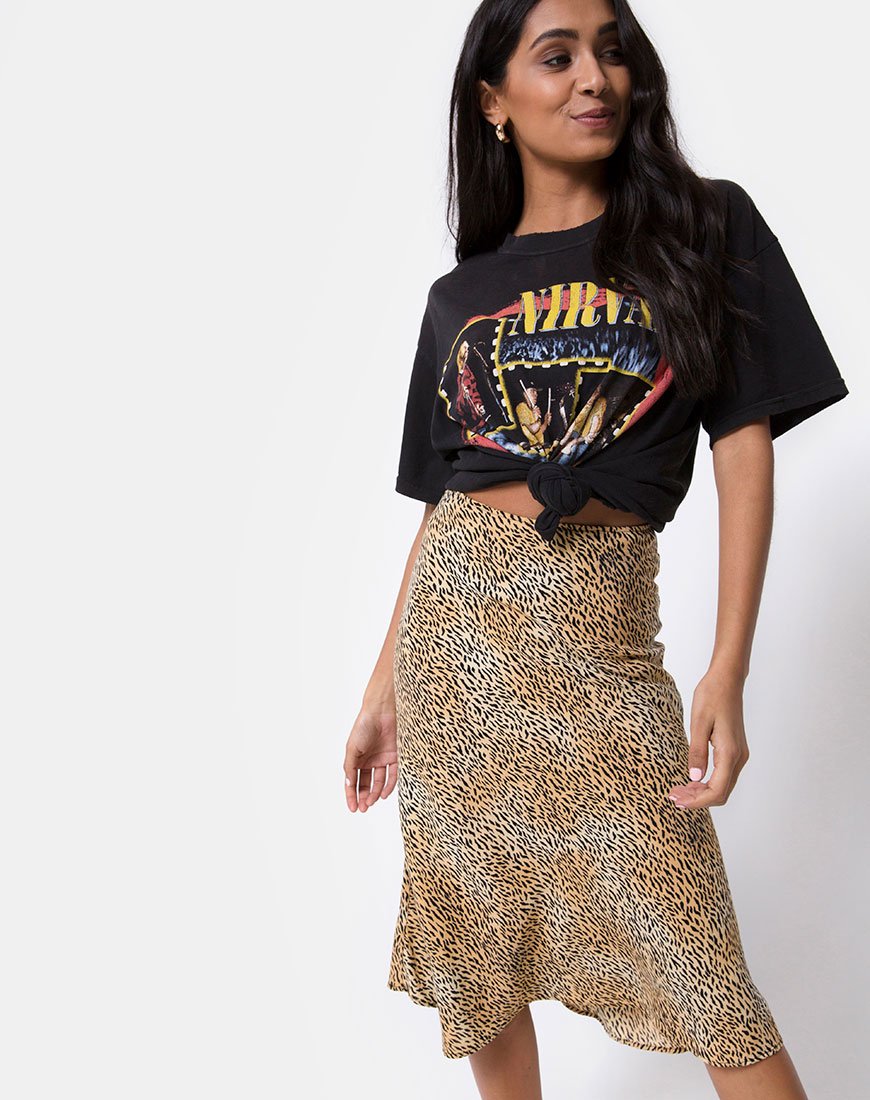 Image of Tauri Midi Skirt in Mini Tiger Brown