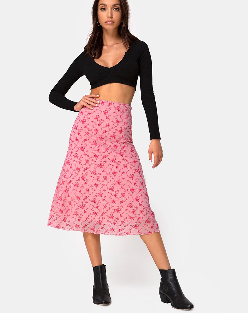 Pink Midi Skirt | Taura – motelrocks-com-eur