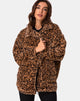 Image of Teddy Bear Fur Coat in Brown Leopard