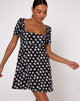 Image of Thalia Babydoll Dress in 90s Daisy Black and White