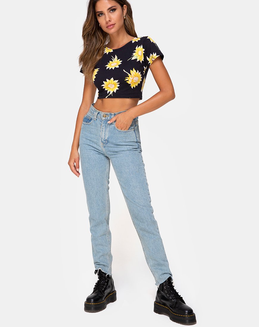 Image of Tindy Crop Top in Sunny Days Black