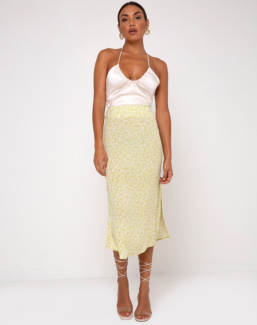 Image of Tindra Midi Skirt in Crinkle Botanic Mint Foam