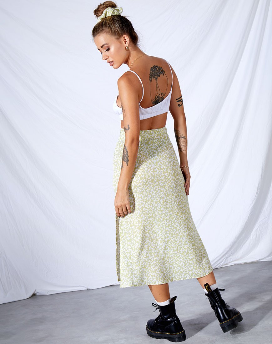 Image of Tindra Midi Skirt in Crinkle Botanic Mint Foam