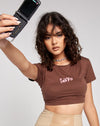 Image of Tindy Crop Top in Deep Mahogany Fairy Pink Embro